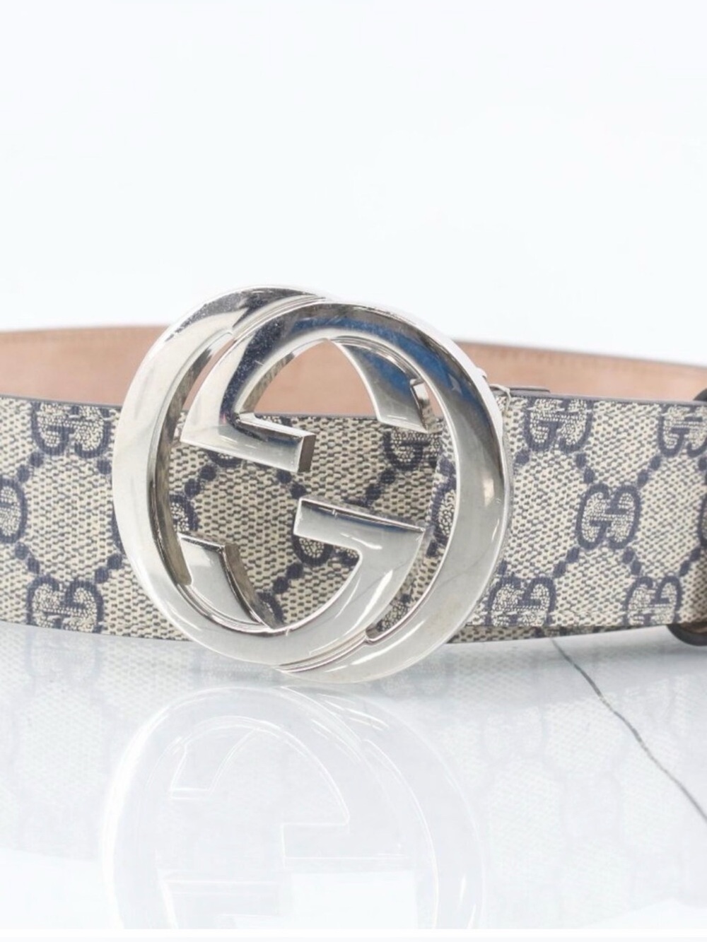 *Gucci* LIKE NEW Canvas Belt with Silver Interlocking G Buckle 🤩 - Fits 32 - 36”